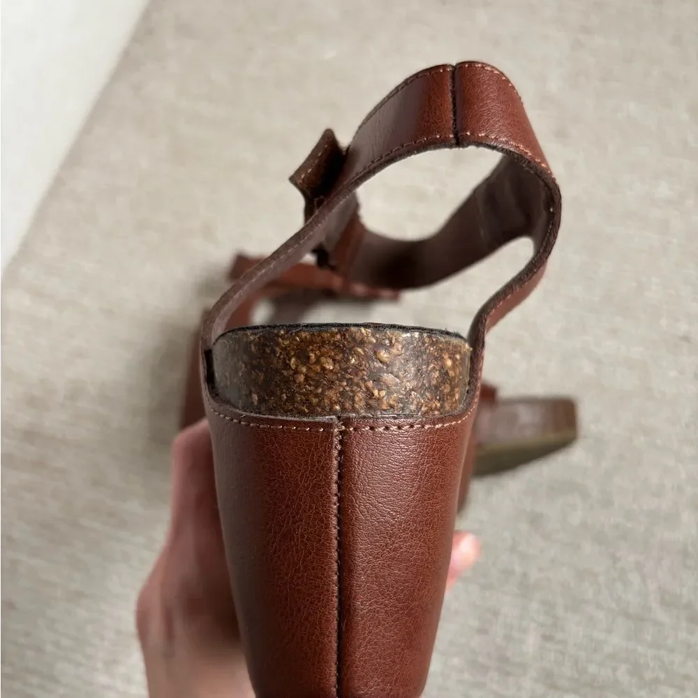 Blowfish Brown Wedge Sandals with Cork Heel - Picture 3 of 4